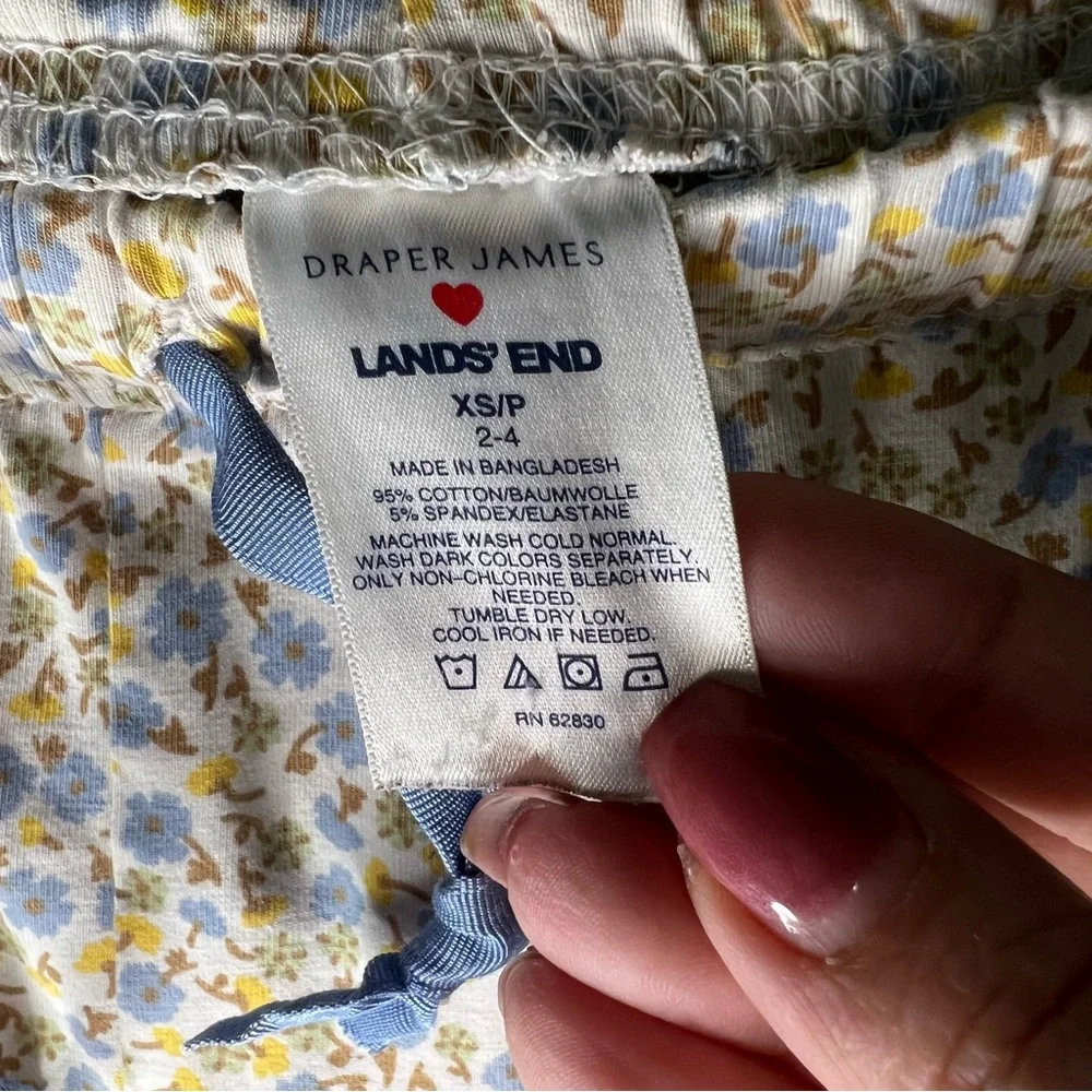 Draper James X Lands End Floral Ditzy Yellow Blue‎  Jersey Knit Pajama Pants